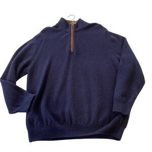 Orvis Mens Navy 100% Alpaca 1/4 Zip Sweater Size L Made In Peru